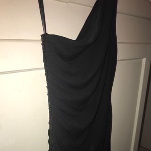 A floor length formal dress